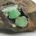 Vivianit grün mit fossiler Muschel