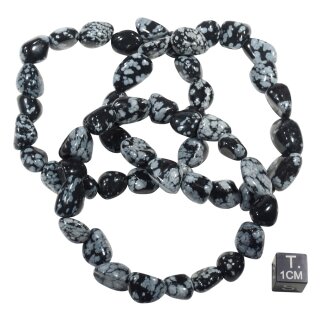 Schneeflockenobsidian Armband Nugget ca. 0,8-1,2 / 19cm
